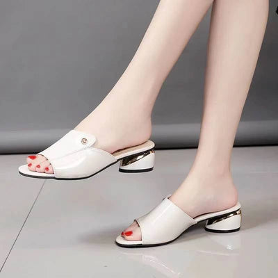 Sandalias de Piel Cómoda con Tacón Medio Dorado - Pantuflas Elegantes Tipo Pez - Image 20
