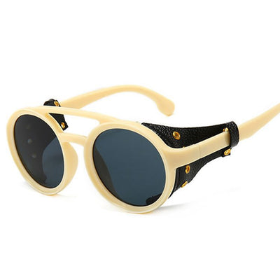 Gafas de Sol Retro Punk con Montura Redonda y Estuche de Cuero - Image 6