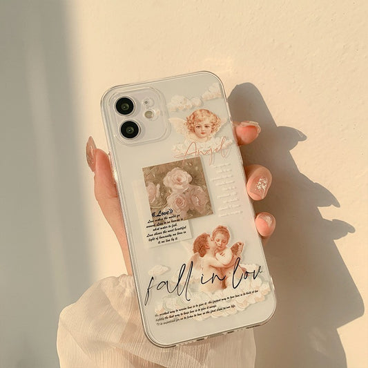 Funda para Celular Ángel Retro con Rosa - Estilo Personalidad Fashion