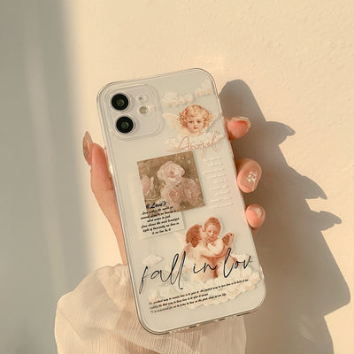 Funda para Celular Ángel Retro con Rosa - Estilo Personalidad Fashion