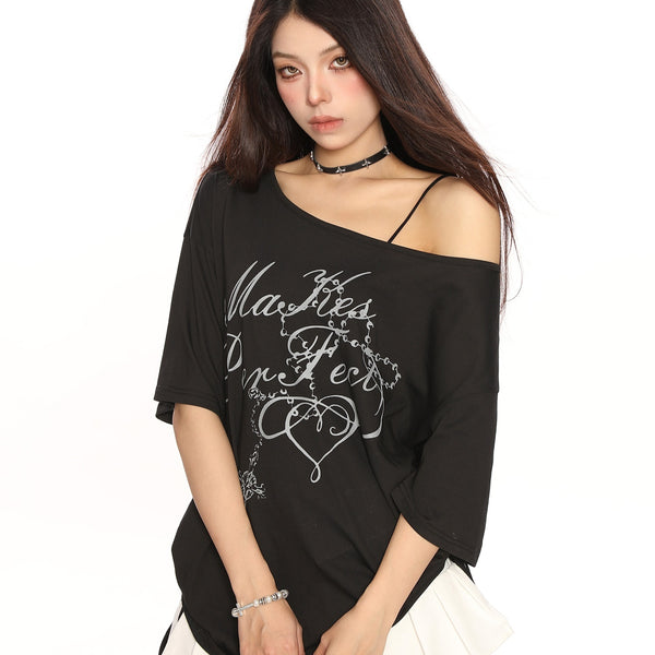 Blusa Suelta Hombros Descubiertos Manga Corta Casual