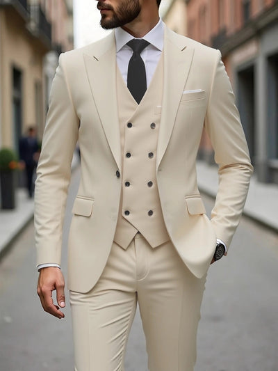 Traje de Negocios Tres Piezas Doble Botonadura para Hombre - Image 18