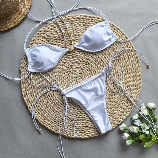 Traje de Baño Bikini Negro y Blanco Dividido para Mujer - Image 19