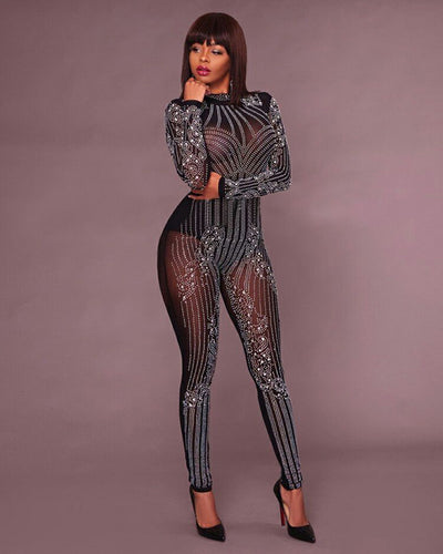 Jumpsuit de Malla Manga Larga Cuello Redondo - Image 6