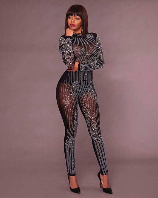 Jumpsuit de Malla Manga Larga Cuello Redondo - Image 6