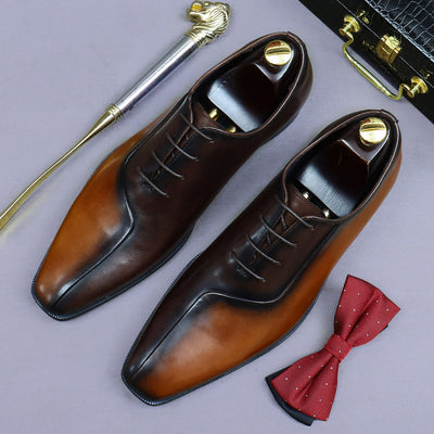 Zapatos Formales de Cuero para Hombre Estilo Británico con Diseño Bicolor - Image 7