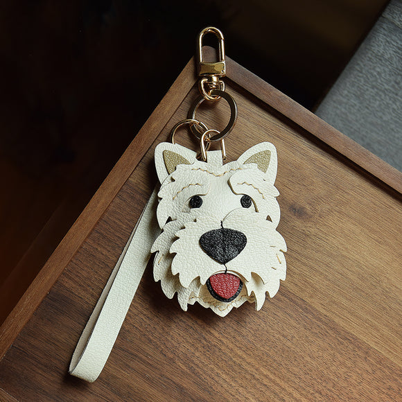 Llavero de Cuero Genuino Hecho a Mano - Colgante Decorativo para Mascotas