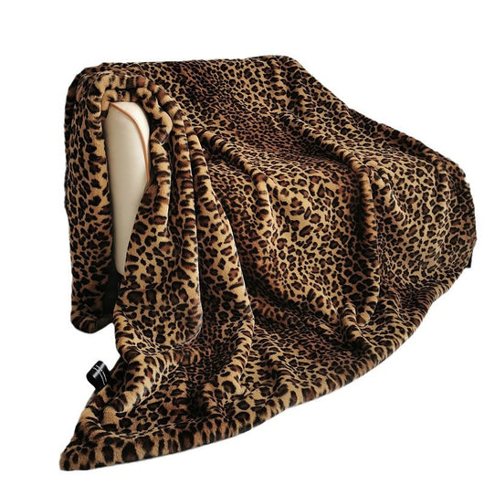 Manta de Lana Artificial con Estampado Leopardo - Cobertor de Poliéster Degradado Marrón - Image 5
