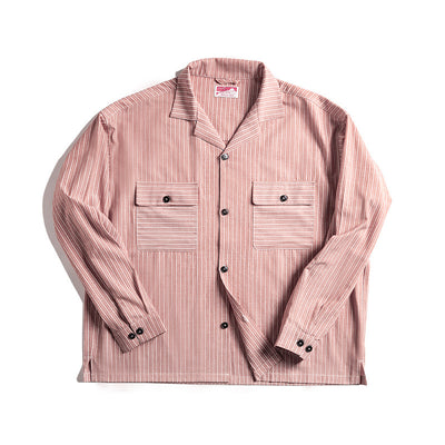 Camisa Manga Larga Cuello Cubano a Rayas Amarillo Vintage para Hombre - Image 11