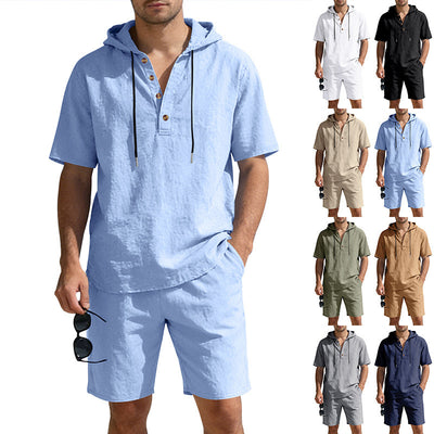 Conjunto Deportivo Holgado de Lino Transpirable con Capucha - Image 4