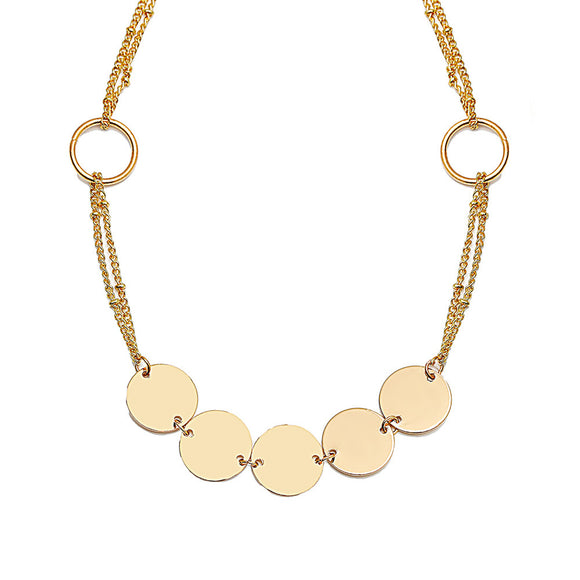 Conjunto de Collar y Pulsera Retro Disco Metálico - 2 Piezas