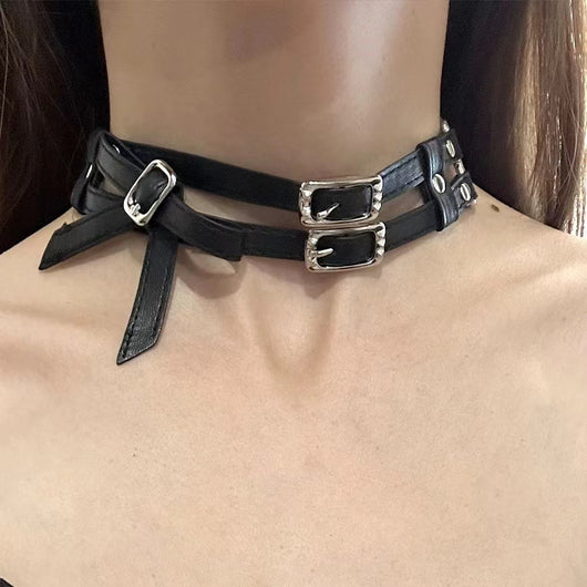 Collar de Cuero Blanco con Moño Elegante para Mujer - Image 7