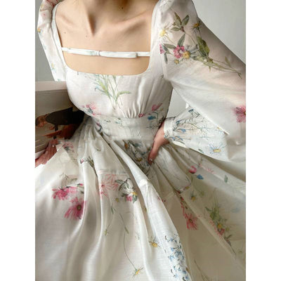 Vestido Elegante Estilo Francés con Cuello Cuadrado y Estampado - Image 6