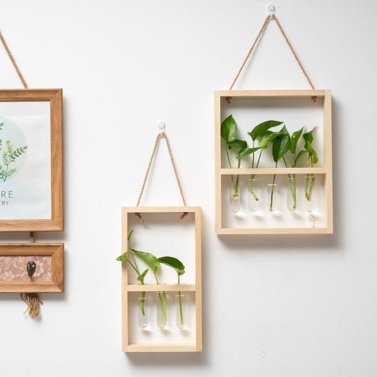 Jarrón Hidropónico de Madera y Vidrio - Decoración Retro para Dormitorio y Sala - Image 2