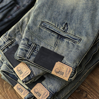 Pantalones Casuales Desgastados Estilo Americano en Tono Arena - Image 3