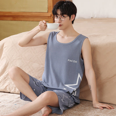 Pijama Tipo Chaleco sin Mangas para Hombre - Algodón Puro Verano - Image 4