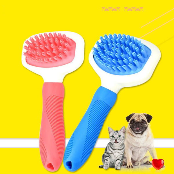Peine Masajeador de Silicona Azul para Perros y Gatos - Cepillo de Baño y Limpieza