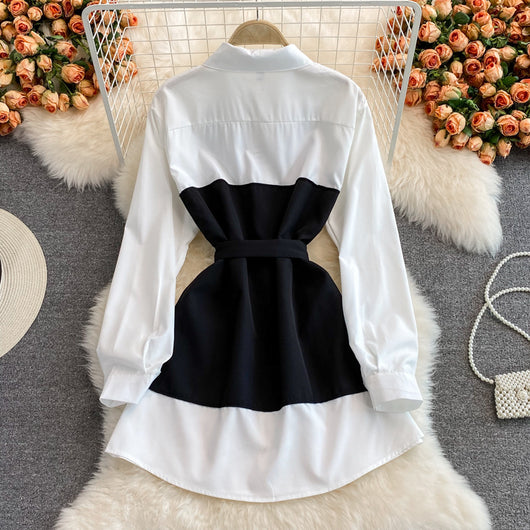 Vestido Ejecutivo con Corbata Integrada y Cuello Solapa - Image 4