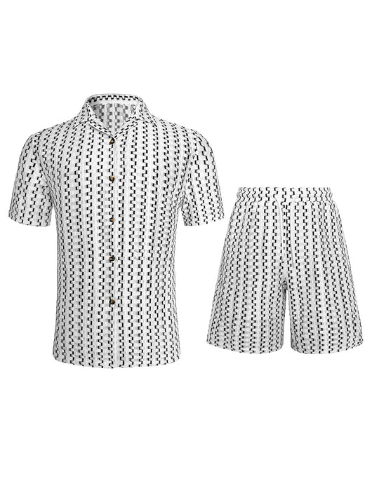 Conjunto Casual de Camisa a Rayas y Shorts para Hombre - Image 11