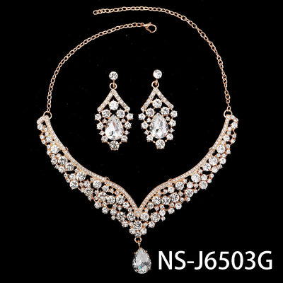 Conjunto de Aretes y Collar con Perlas y Cristales para Mujer - Image 17