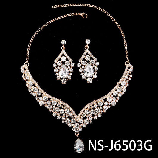 Conjunto de Aretes y Collar con Perlas y Cristales para Mujer - Image 17