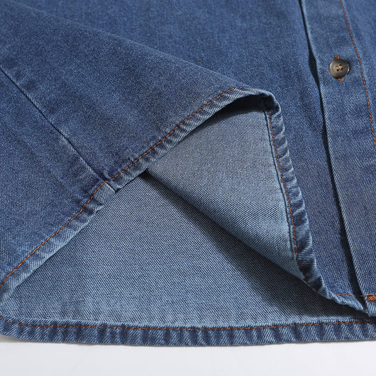 Camisa Denim Manga Corta con Bordado de Gato para Hombre - Image 4
