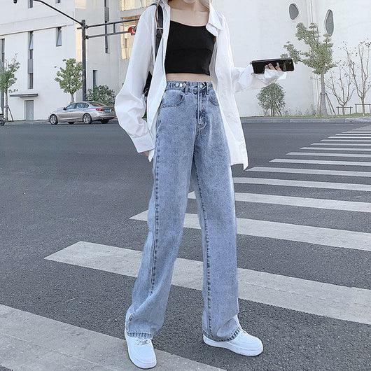 Jeans Rectos Azul Claro para Mujer - Corte Holgado y Moderno - Image 3