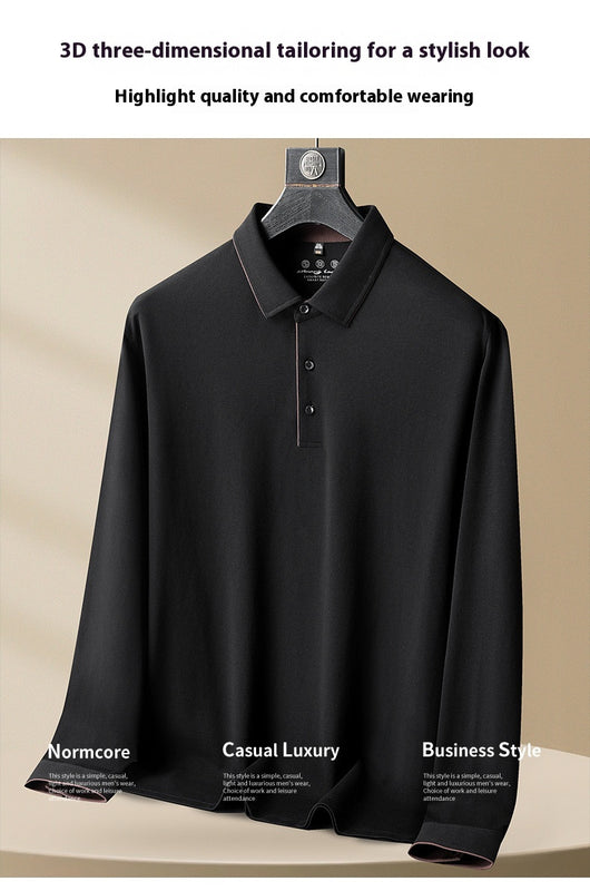 Polo Casual de Algodón Manga Larga Talla Grande para Hombre - Image 13