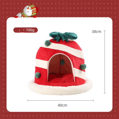 Cama Nido Felino Doble Uso - Refugio Cerrado Navideño para Gatos y Perros Pequeños - Image 11