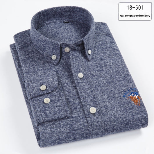 Camisa de Cuadros Algodón Peinado Manga Larga para Hombre - Casual Profesional Otoño Invierno - Image 7