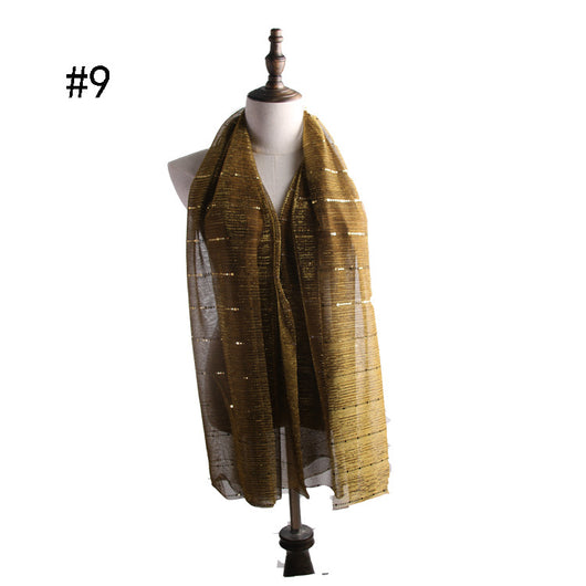 Pañuelo de Seda Dorado con Lentejuelas - Accesorio Versátil para Mujer - Image 13