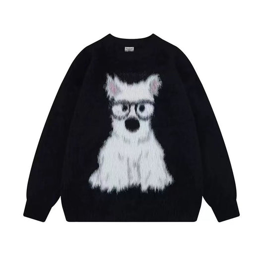 Suéter Holgado Casual con Estampado de Cachorro para Hombre y Mujer - Image 7