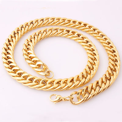 Collar de Acero Titanio Dorado para Hombre con Doble Hebilla - Image 5