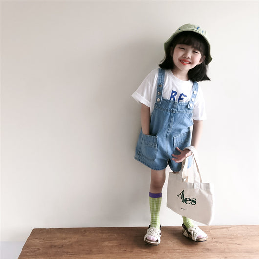 Pantalones Cortos Infantiles de Mezclilla con Tirantes - Image 18