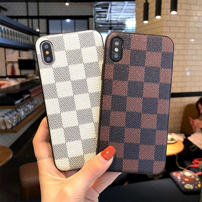 Funda para Teléfono de Cuero con Patrón Cuadriculado - Image 9