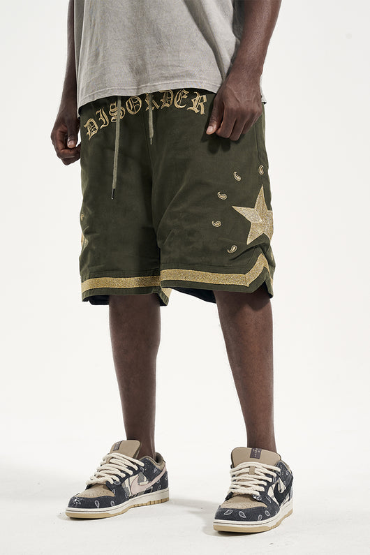 Shorts Militares de Lona Pesada con Bordado Dorado Floral - Image 6