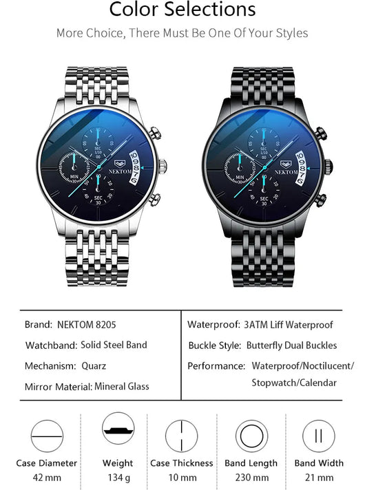 Reloj de Acero Inoxidable para Hombre con Cierre Mariposa y Movimiento de Cuarzo - Image 17