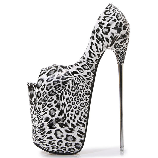 Tacones Stiletto Estampado Leopardo Talla Grande - Punta Abierta - Image 4