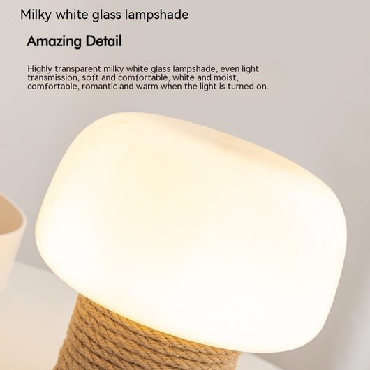 Lámpara de Mesa Setas Crema Estilo Nórdico Escandinavo en Madera - Image 4