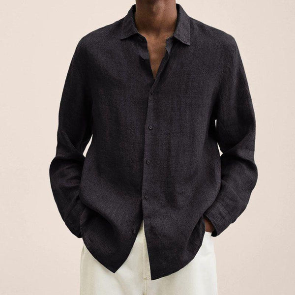 Camisa Cardigan Holgada con Solapa para Hombre - Botones Frontales