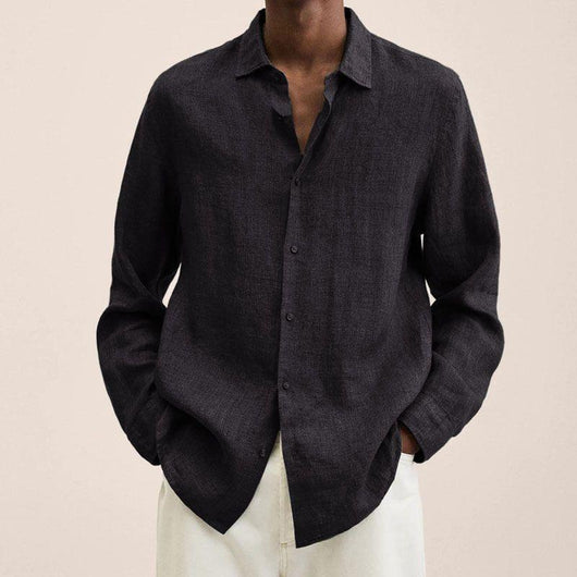 Camisa Cardigan Holgada con Solapa para Hombre - Botones Frontales - Image 2