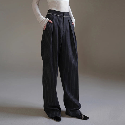 Pantalones de Traje a Rayas Coordinables para Mujer - Otoño e Invierno - Image 3