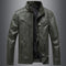 Chaqueta Acolchada de Cuero PU Estilo Coreano con Cuello Alzado para Hombre