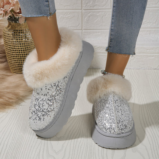 Pantuflas Invierno Mujer con Lentejuelas y Suela Gruesa Acolchada - Cálidas para Casa y Exterior - Image 17