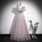 Vestido Princesa Francés Escote en V Plateado para Mujer