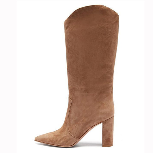 Botas Altas Hasta la Rodilla con Tacón Grueso y Punta Afilada - Tallas Grandes - Image 3