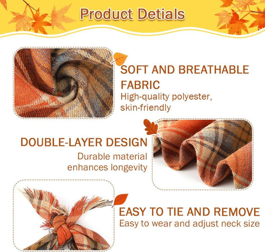 Pañuelo Clásico a Cuadros para Perro con Borlas - Accesorio Elegante para Otoño - Image 4
