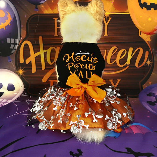 Disfraz de Halloween para Perros y Gatos - Calavera Negra con Decoración de Fiesta - Image 8