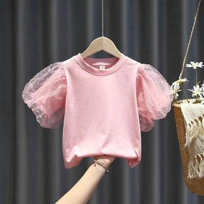 Blusa Infantil Coreana con Mangas Abullonadas - Estilo Verano - Image 3