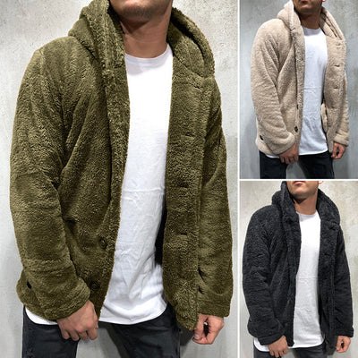 Chaqueta Sudadera con Capucha para Hombre - Abrigo Cálido de Color Sólido - Image 14